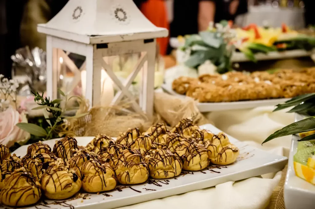 Buffet of small pastries